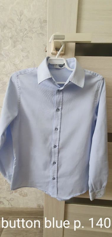 Лот: 20678288. Фото: 1. Рубашка для мальчика button blue. Рубашки, блузки, водолазки