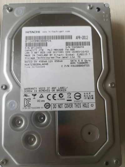 Лот: 22563620. Фото: 1. HDD SATA3 Hitachi 2Tb, MK0271YGH9AAYA. Жёсткие диски (HDD)