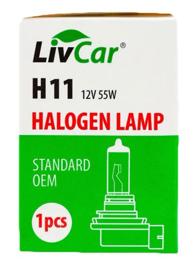 Лот: 25126695. Фото: 1. Лампа H11 LivCar 12V 55W LC-H11. Оптика и освещение