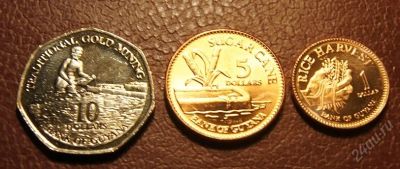 Лот: 6121902. Фото: 1. Гайяна набор 1, 5, 10 долларов... Наборы монет