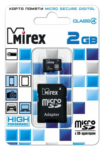 Лот: 6156738. Фото: 1. Карта памяти MicroSD 2Gb Mirex... Карты памяти