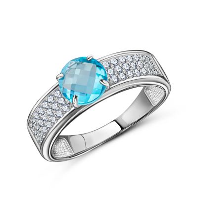 Лот: 23787273. Фото: 1. Серебряное кольцо с топазом и... Кольца, перстни