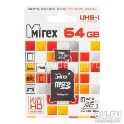 Лот: 13385323. Фото: 1. Карта памяти MicroSD 64GB MIREX... Карты памяти