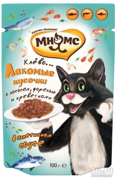 Лот: 13338627. Фото: 1. Мнямс пауч д/взрослых кошек Рыбный... Корма