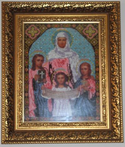 Лот: 3317251. Фото: 1. ИКОНА Святые мученицы Вера, Надежда... Вышивание