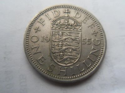 Лот: 10897288. Фото: 1. Великобритания 1 шиллинг 1955... Великобритания и острова