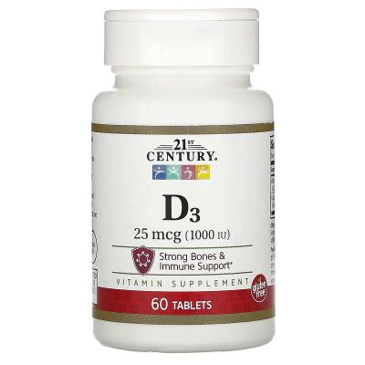 Лот: 14375289. Фото: 1. 21st Century, vitamin D3, 25 мкг... Спортивное питание, витамины