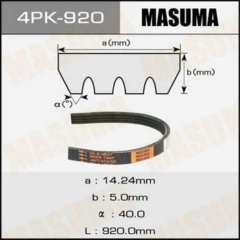 Лот: 11285691. Фото: 1. Ремень ручейковый Masuma 4PK-... Двигатель и элементы двигателя