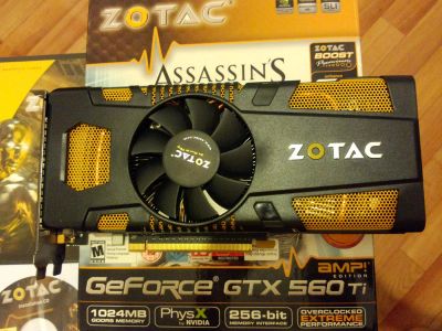 Лот: 3610923. Фото: 1. Zotac GTX560Ti AMP! (разогнанная... Видеокарты