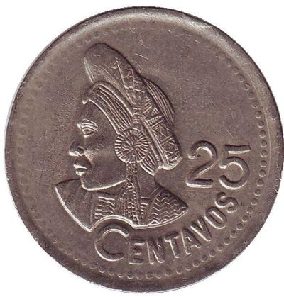 Лот: 9616285. Фото: 1. Гватемала 25 сентаво 1996 год... Остальные страны