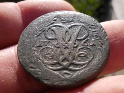 Лот: 14584636. Фото: 1. Отличные редкие 2 копейки 1761... Россия до 1917 года