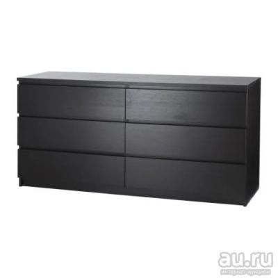 Лот: 8881196. Фото: 1. МАЛЬМ Комод с 6 ящиками, черно-коричневый... Комоды