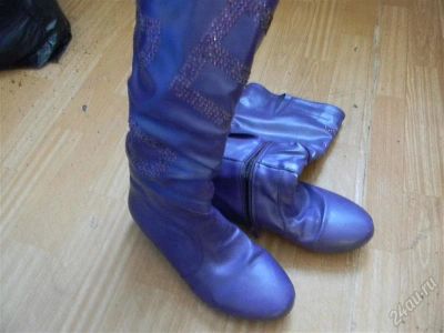 Лот: 1383130. Фото: 1. сапожки фиолетовые со стразиками... Сапоги