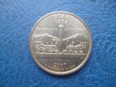Лот: 11299362. Фото: 1. 25 центов 2007 года Штат Юта США... Америка