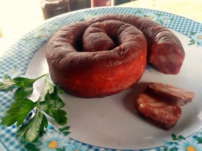 Лот: 10729922. Фото: 1. Домашняя копченая колбаса (рубленая... Мясо, птица, яйцо
