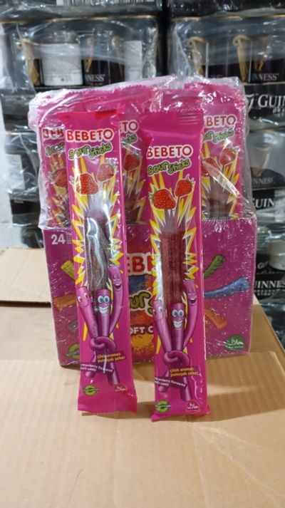 Лот: 24617585. Фото: 1. мармелад Bebeto Sour Sticks клубника. Другое (кондитерские изделия, конфеты)