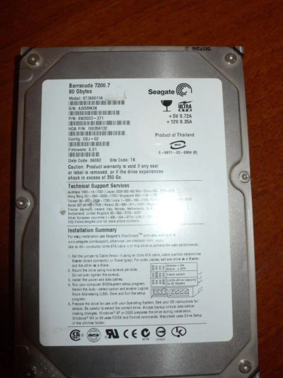Лот: 4142137. Фото: 1. Жесткий диск 80. Жёсткие диски (HDD)