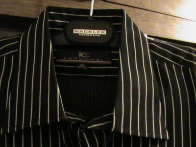 Лот: 6109057. Фото: 1. Рубашка новая черная в белую полоску. Рубашки, водолазки