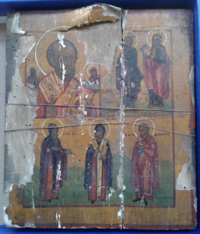 Лот: 14591518. Фото: 1. икона Николай Отвратный,темпера... Иконы
