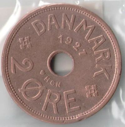 Лот: 11666841. Фото: 1. Дания 2 оре 1927 год (С2-1). Европа