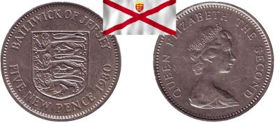 Лот: 18954177. Фото: 1. Джерси (Британский) 5 новых пенсов... Великобритания и острова