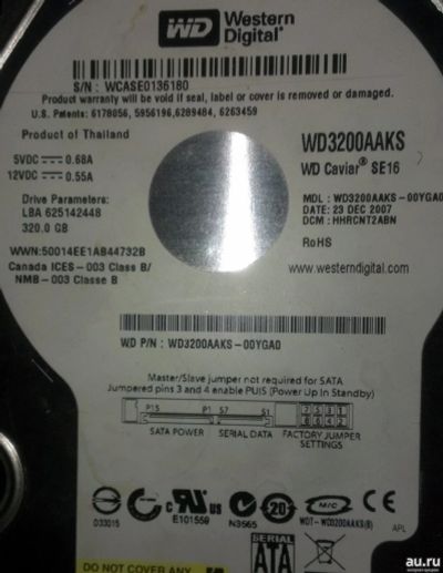 Лот: 14318440. Фото: 1. Жесткий диск 320гб Western Digital. Жёсткие диски (HDD)