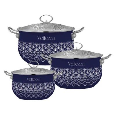 Лот: 24442852. Фото: 1. Набор кастрюль VELLEZZA Blue... Сервизы, наборы посуды