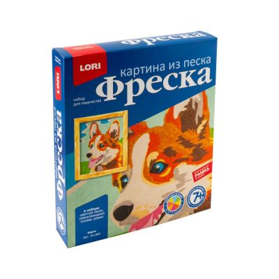 Лот: 16274277. Фото: 1. Фреска. Картина из песка "Корги... Картины, рисунки