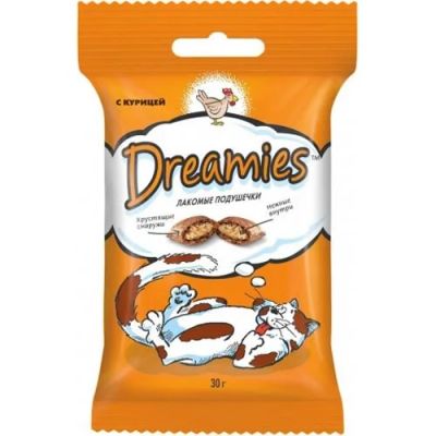 Лот: 10255232. Фото: 1. Корм для кошек "Dreamies" с курицей... Корма