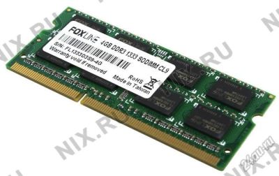 Лот: 6089597. Фото: 1. Foxline DDR-III SO-DIMM 4Gb PC3-10600... Оперативная память