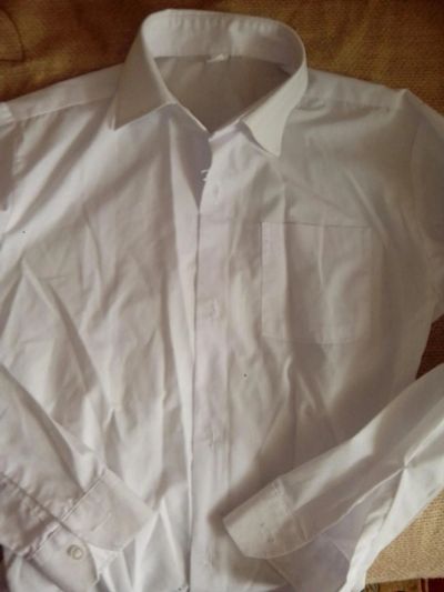 Лот: 6264675. Фото: 1. 134-140 рубашка белая хор. сост... Рубашки, блузки, водолазки