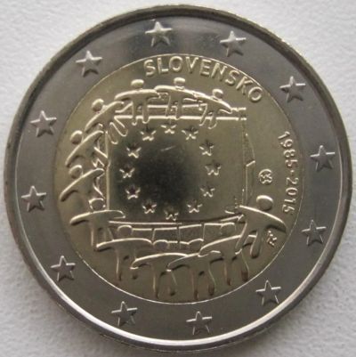 Лот: 6715942. Фото: 1. Словакия 2 евро 2015. 30 лет флагу... Европа