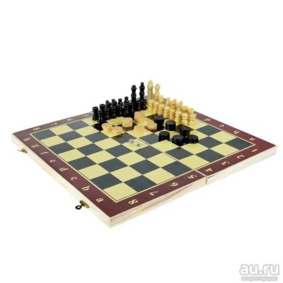 Лот: 13476629. Фото: 1. Настольная игра три в одном: шахматы... Шахматы, шашки, нарды