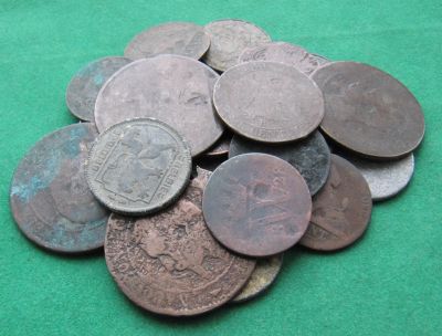 Лот: 15179885. Фото: 1. 25 потертых монет с 1850г. Остальные страны