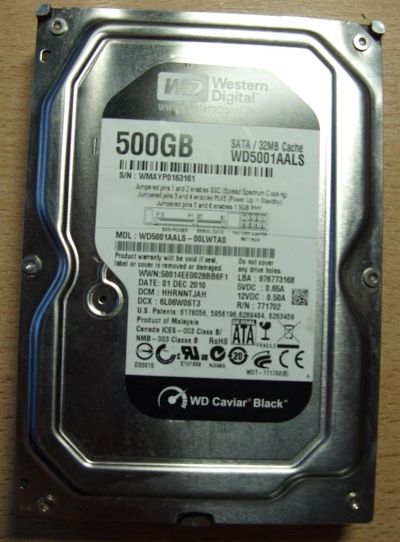 Лот: 3883416. Фото: 1. Жесткий диск 500 гигабайт. Жёсткие диски (HDD)