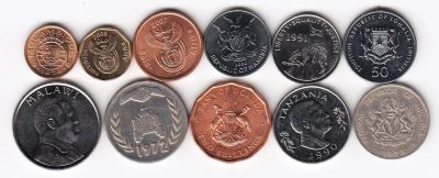 Лот: 11896562. Фото: 1. 11 монет Африки. Африка