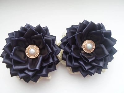 Лот: 8305341. Фото: 1. Банты (на резиночках) темно-синие... Цветы из ткани
