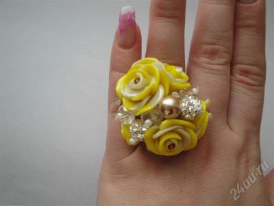 Лот: 575666. Фото: 1. Изделия из полимерной глины,кольцо... Кольца, перстни