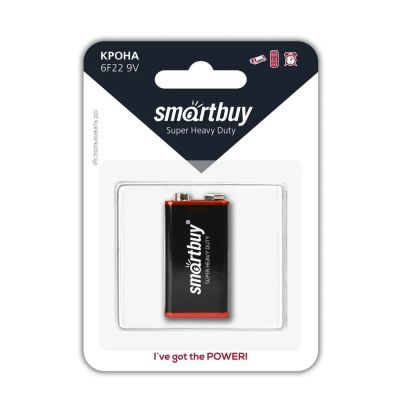 Лот: 21515232. Фото: 1. Батарейка Крона Smartbuy 6F22... Батарейки, аккумуляторы, элементы питания