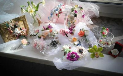 Лот: 11139128. Фото: 1. заколки с цветами. Бижутерия ручной работы