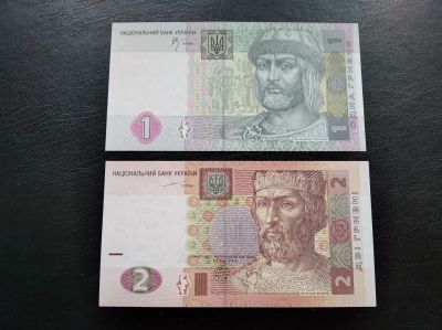 Лот: 16318554. Фото: 1. 1 гривна и 2 гривны 2004-2005... Россия, СССР, страны СНГ