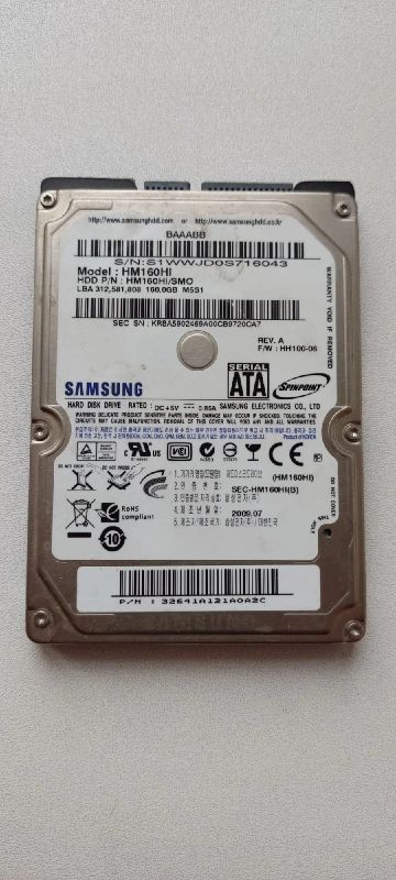 Лот: 18888058. Фото: 1. Жесткий диск Samsung 160 ГБ HM160HI. Жёсткие диски (HDD)