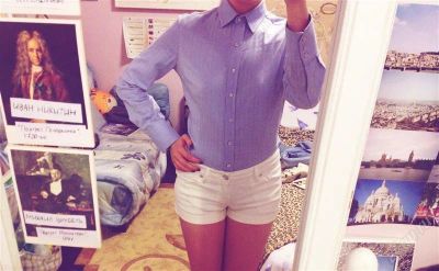Лот: 2583352. Фото: 1. Голубая рубашка Zara Basic, размер... Блузы, рубашки, водолазки