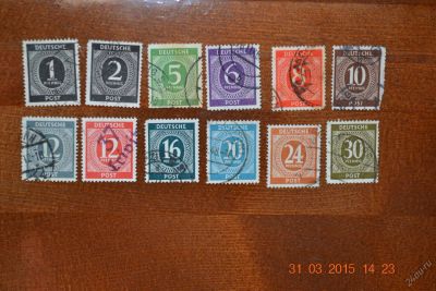 Лот: 5517116. Фото: 1. Оккупация Германии 1946г. 12 гашенных... Марки