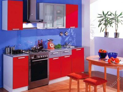 Лот: 2174863. Фото: 1. Кухня 1500мм красная с белыми... Кухонные гарнитуры