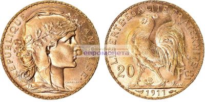 Лот: 19265091. Фото: 1. Франция Третья Республика 20 франков... Европа