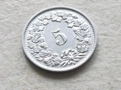 Лот: 19567748. Фото: 1. Монета 5 раппен пять Швейцария... Европа