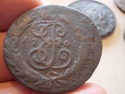 Лот: 14556019. Фото: 1. 2 копейки 1766 года, СПМ, перечекан... Россия до 1917 года