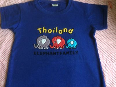 Лот: 13406008. Фото: 1. Синяя футболка «Family», с коротким... Футболки