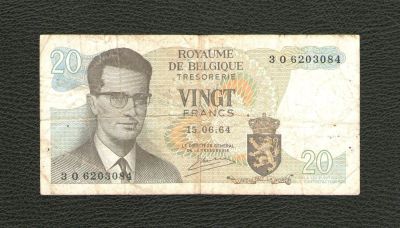 Лот: 10710500. Фото: 1. 20 франков 1964 года. Бельгия... Европа
